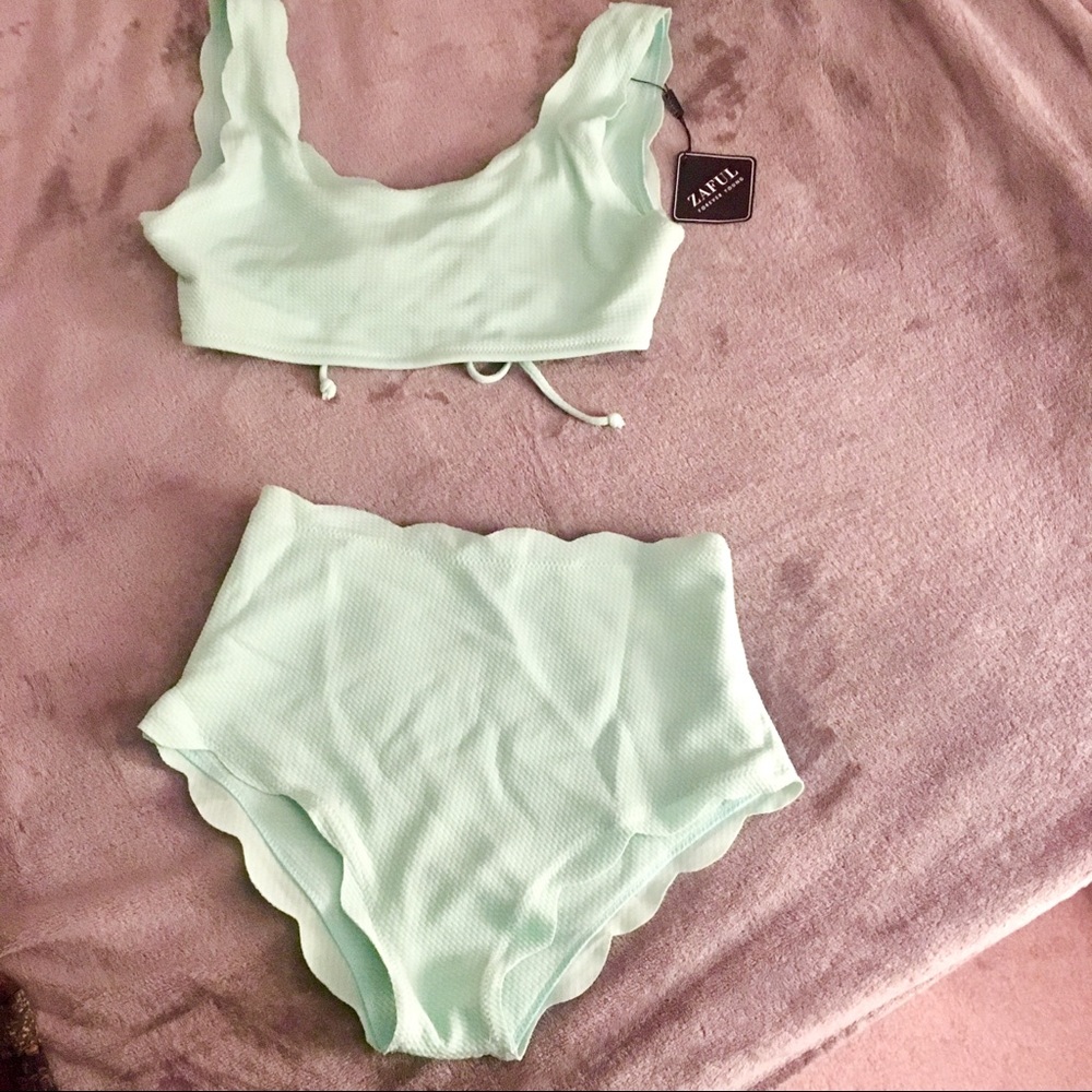 NWOT HIGH WAISTED ZAFUL BIKINI ⚡️SCALLOPED TRIM⚡️